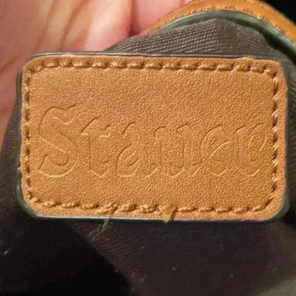 Stauer Black/Brown Shoulder Bag w/ lots of compartments Gold tone logo hardware - Picture 3 of 12